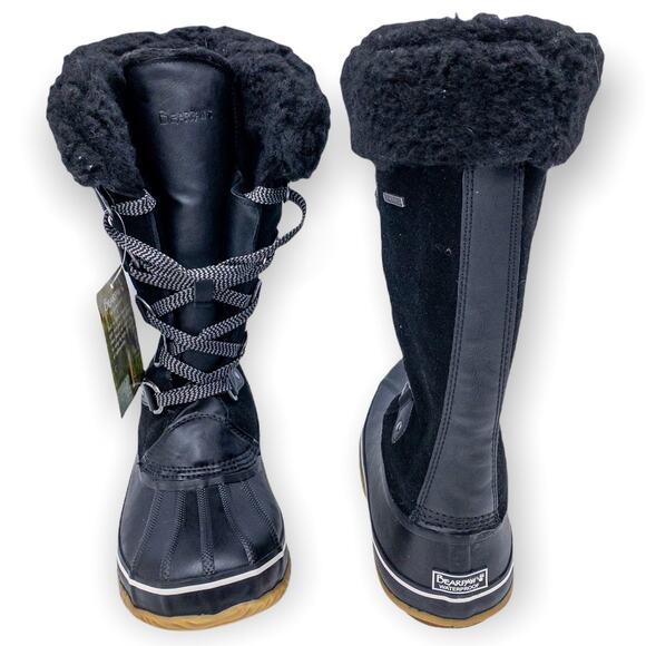 BEARPAW Denali Suede Shearling Cuff Accent Winter Duck Boots Black 10 Women's - Picture 6 of 14